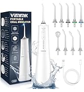 VIMMK Water Flosser for Teeth, Cordless Water Dental Flosser, 9 Jet Tips 5 Modes 300ML IPX7 Water...