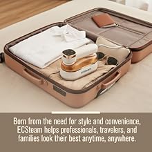 Travel steamer for clothes, compact handheld garment steamer ideal for business trips.