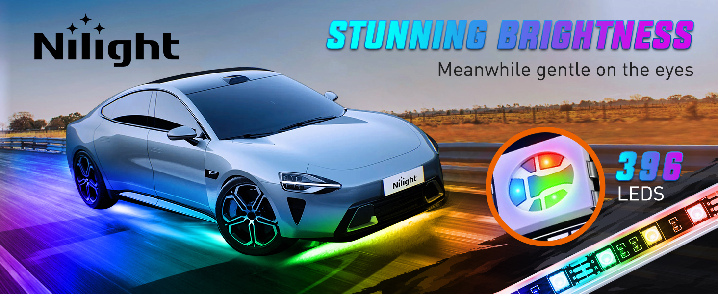 4Pcs Aluminum Underglow Neon Accent Strip Lights 396 LEDs