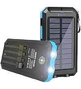 Solar Charger, 20000mAh Portable Type-C Solar Power Bank with 4 Cables, Waterproof Battery Pack, ...