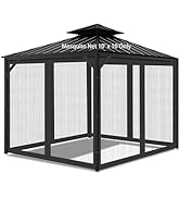 Gazebo Universal Replacement Mosquito Netting, 10' x 10' Outdoor Mesh Netting Screen 4-Panel Side...