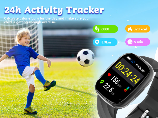 kids smart watch, kids fitness tracker, smart watch for boys girls ages 8-12, waterproof kids watch