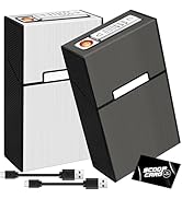 roygra Cigarette Case with Lighter (2 Pack), 85mm King Size Magnetic Switch 20 Capacity Holder Ca...
