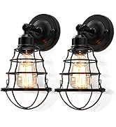 LYOOWNG Farmhouse Wall Sconces 2pack, Vintage Wall Light Fixtures, Wire Cage Wall Sconces, Indust...