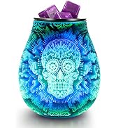 inrorans Skull Halloween Scentsy Warmer 3D Glass Electric Wax Melt Warmer with 7 Colour Cycle Cha...