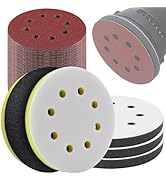 85 Pack Orbital Sander Interface Pads Hook and Loop - Upgraded Foam Sanding Pads with 5 Inch 8 Ho...