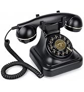 Uvital Retro Landline Telephone, Vintage Corded Desk Telephone, Old Fashioned Dial Button Phone w...