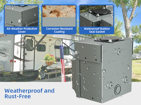 50 Amp RV Power Outlet Box, 125/250V ETL Listed Outdoor NEMA 14-50R Receptacle Panel