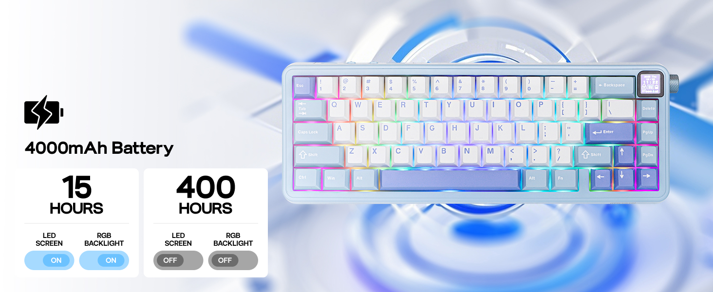 HE65 wireless gaming keyboard with screen and knob