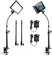 Dazzne 2-Pack Key Light Panel Kit, LED Video Light Dimmable Bi-Color 3200-5600k Video Conference ...