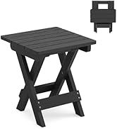 LUE BONA Small Outdoor Folding Side Table, Indoor Shower Bench Stool, HDPS End Table for Bathroom...