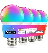 OREiN Matter Smart Light Bulb, Smart Light Bulbs Work with Apple Home, Alexa, Google Home, SmartT...