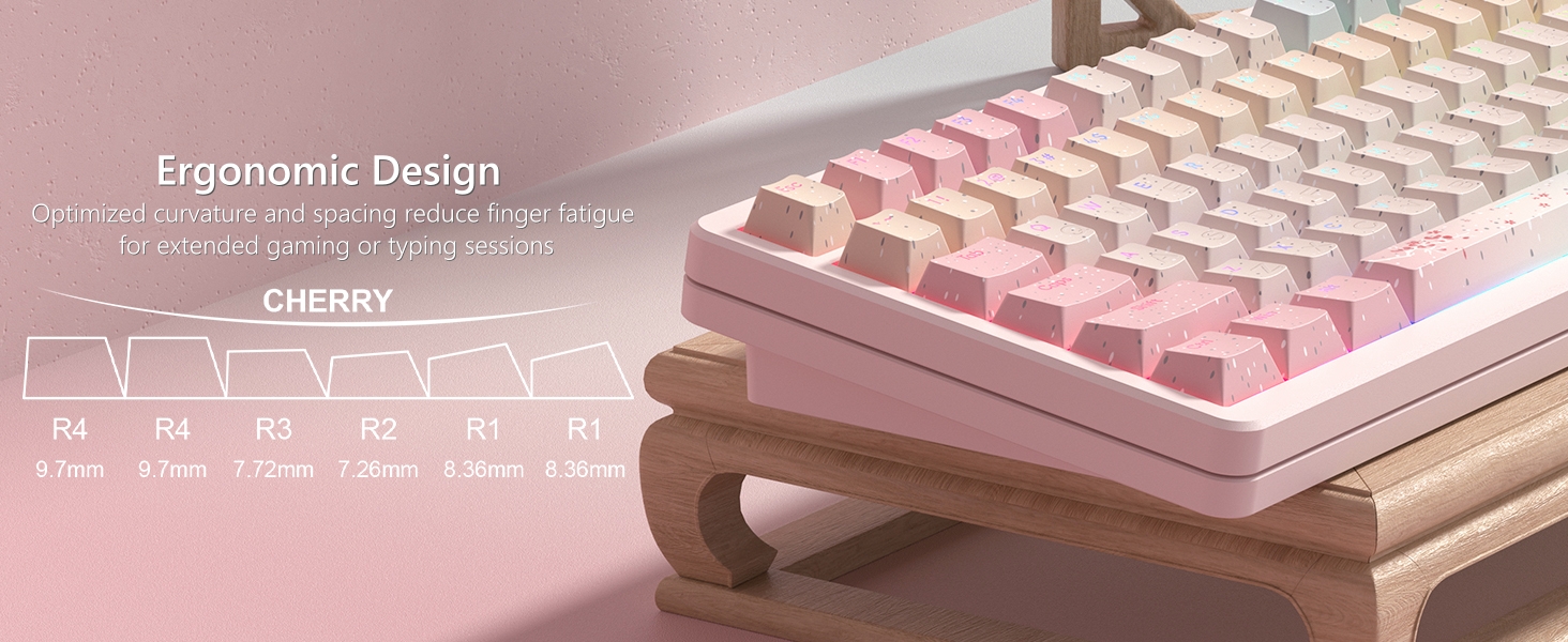 Pink Keycaps 60 65 75 100 Percent, Cute Japanese Keycaps with Shine Through