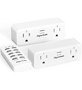 Syantek Remote Control Outlet with 2 Independent Control Sockets, Wireless Remote Light Switch Se...