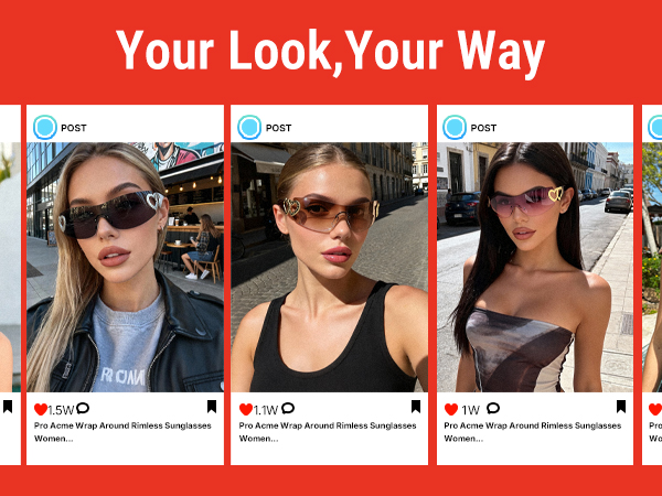 Pro Acme Wrap Around Rimless Sunglasses Women Men