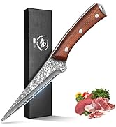 ROCOCO Damascus Deboning Boning Knife for Meat Cutting Full Tang Brisket Slicing Trimming knife F...