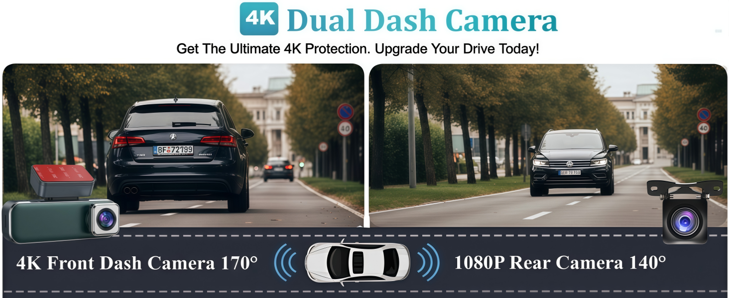 Dash Cam Front and Rear 4K