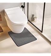 Toilet Rug, Thin Toilet Rugs U Shaped Washable Non Slip Absorbent Quick Dry Low Pile Toilet Mat, ...