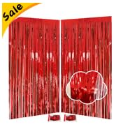 red tinsel backdrop