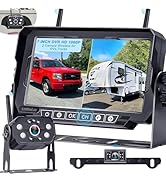Dual RV Backup Cameras Wireless - Ease Install Plug-Play Recording HD 1080P 7'' Touch Key Monitor...