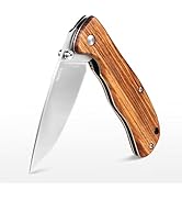 Harita Pocket Knife Folding Knife Zebra Wood Handle Stainless Steel Blade, 3.4 inch 8cr13mov Pock...
