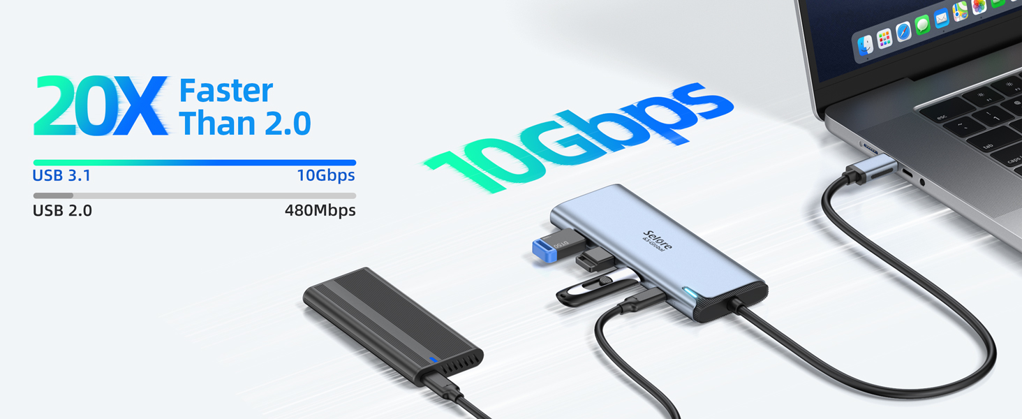 USB C Video Hub USB C to USB C Hub Dual Monitor USB C Splitter with 4K@60Hz Video Output