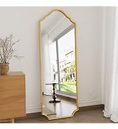 WallBeyond Arched Full Length Mirror Wall Mounted, Gold Metal Frame Floor Length Mirror, 65