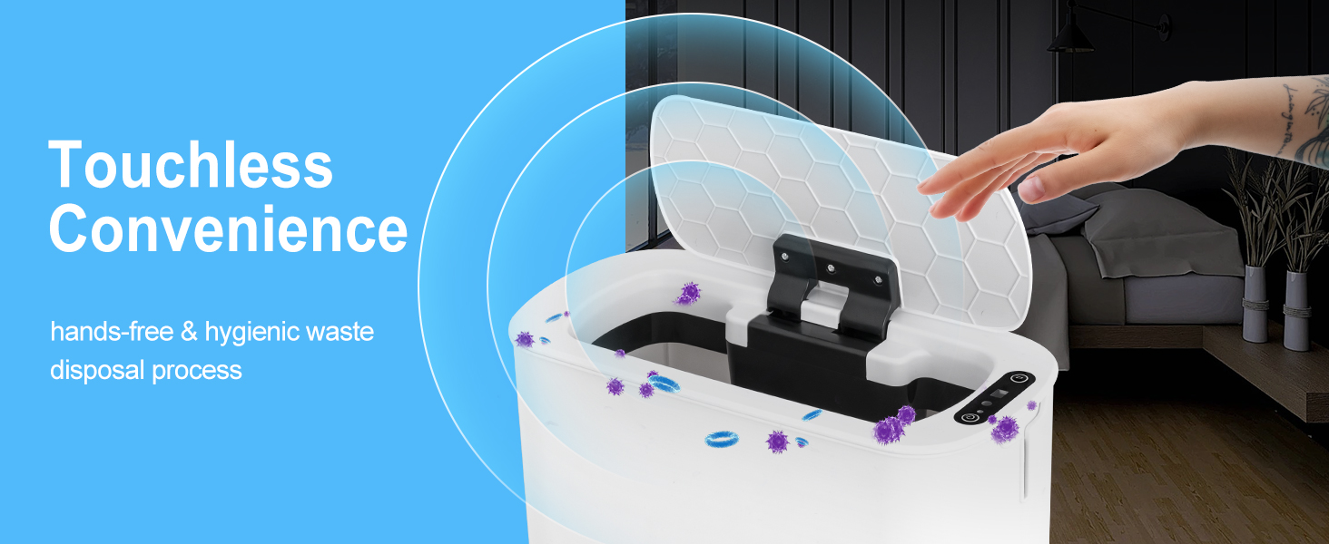 5 Gallon automatic white bathroom trash can