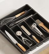 Lifewit Silverware Drawer Organizer Tray, Plastic Cutlery Storage for Kitchen Drawer, Flatware an...