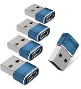 USB to USB C Adapter 5 Pack, USB C Female to USB Male Car Charger Adapter for iPhone 16 15 Pro Ma...