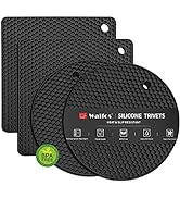 Walfos Silicone Trivet Mats - 4 Heat Resistant Pot Holders, Multipurpose Non-Slip Hot Pads for Ki...