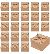 PH PandaHall 30PCS Brown Kraft Paper Gift Boxes 3.5x3.5x2.3inch Foldable Gift Box with Ribbon Squ...