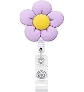 Flower Design Retractable Badge Reel,Adjustable ID Card Holder Lanyard for Work Office, School Nu...