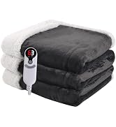 Minervada Heated Blanket Electric Throw 50''x60'', 3 Hour Auto Shut-Off 6 Heating Levels Small Wa...