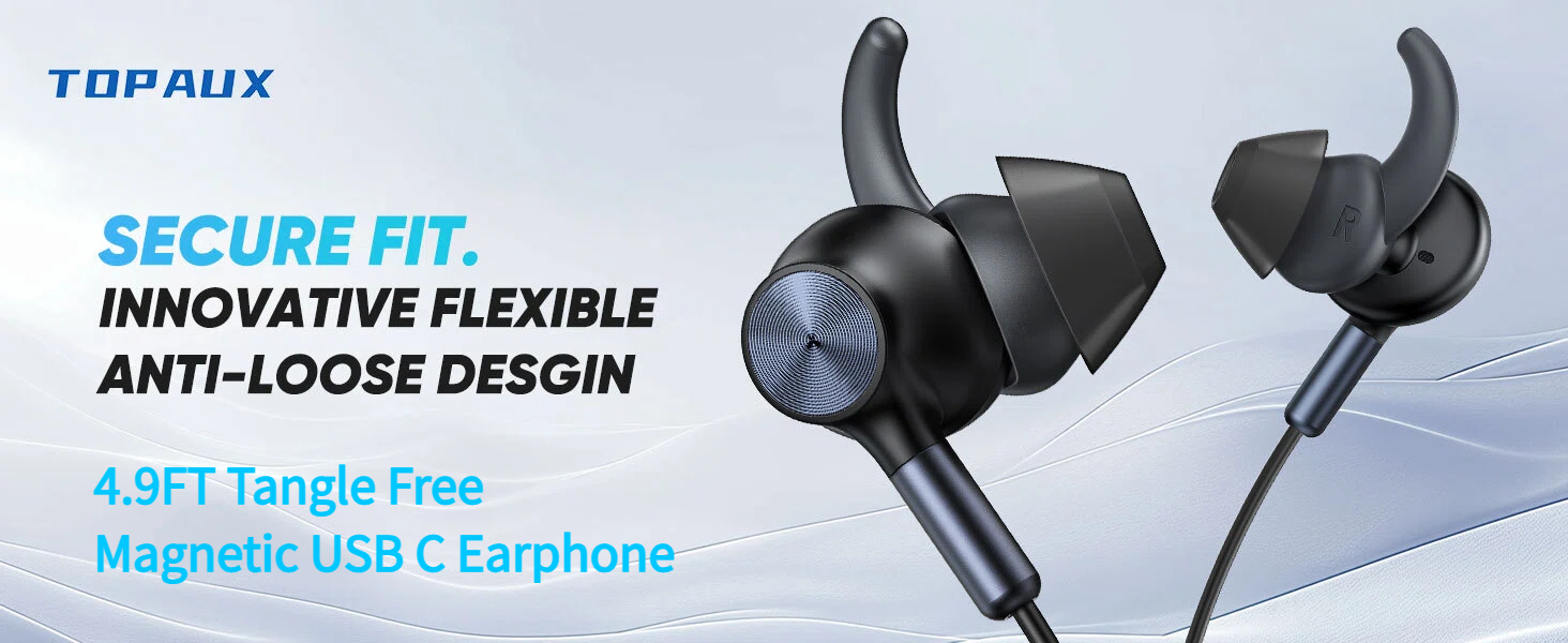 Wired Earbuds USB C Earphone Noise Canceling In-Ear Headphone with Mic for iPhone 16e 16 15
