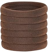 60 Pcs 2 Inch Brown No Damage Hair Ties for Women Thick Hair, Large Soft Seamless Nylon Fabric El...