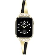 Newlibery Gold Slim Band for Women Compatible with Apple Watch 38mm 40mm 41mm 42mm(S10/11) Design...