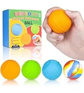 QINGLER Sensory Fidget Squeeze Balls 4 Pack for Kids & Adults, Silicone Quiet Desk Toys with Text...