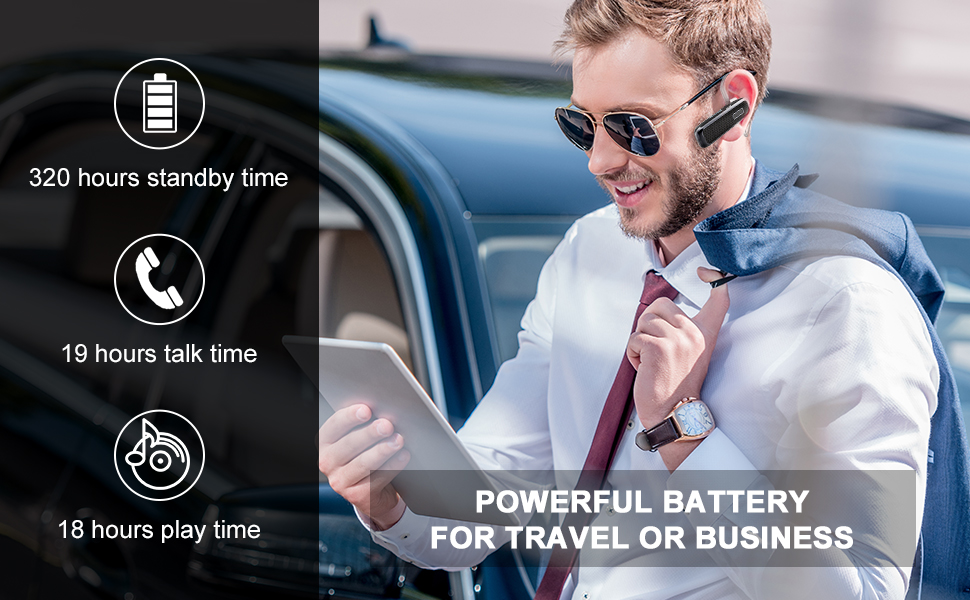 Marnana Bluetooth Headset Wireless Earpiece Hands-Free calls with Noise Cancelling Mic