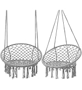 Garpans Hammock Chair Macrame Swing Set of 2 Bohemian Style Hammock Swing Chair with Tassels Hang...