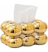 Anding Ceramic Tissue Box Gold, Vase Bathroom Vanity Top Ceramic Abstract Home Decor Shelf, Silve...