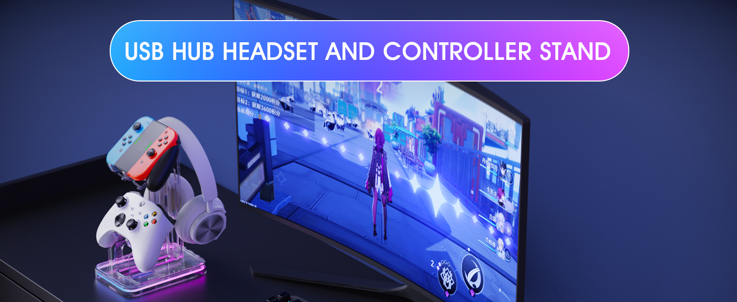 RGB Gaming Headphones with 2 USB Charging Ports