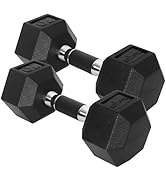 Yes4All Chrome/Rubber Grip Encased Hex Dumbbells – Hand Weights With Anti-Slip 10-30 LBS Pair
