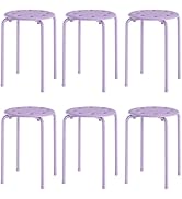VECELO Stackable Stools Set of 6, 17.7 Inch Standard Height, Portable Plastic Colourful Decoratio...