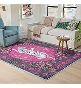 4x6 FT Leopard Rug for Living Room Hot Pink Leopard Vintage Animal Rug Aesthetic Pink Rugs for Gi...