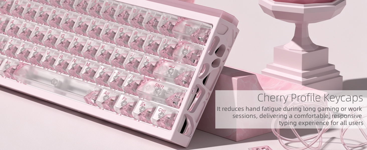 Clear Keycaps, Pink Shine Through Keycaps, Jelly Keycap Transparent keyboard Caps
