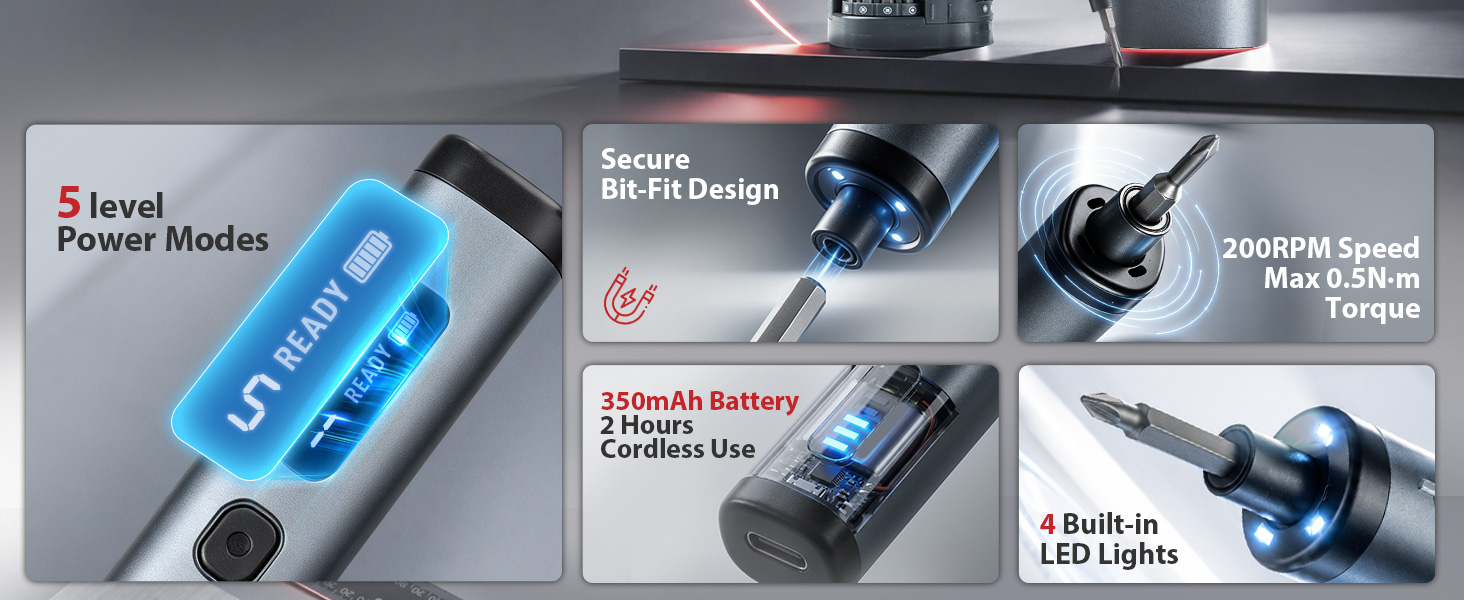 Precision Electric Screwdriver Set 78 in 1 Mini Electric Screwdriver, Magnetic Rotatable Rack