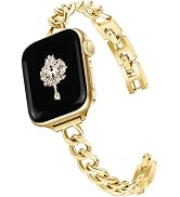 Newlibery Slim Gold Band for Women Feminine Elegant Compatible with Apple Watch 38mm 40mm 41mm 42...