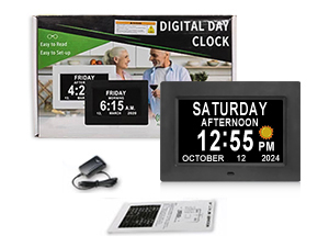 Digital Calendar Dementia Clock Alarm Clock with Day and Date for Elderly