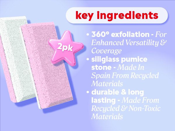 Double sided pumice stone for medium exfoliation &amp; polish, made from recycled materials